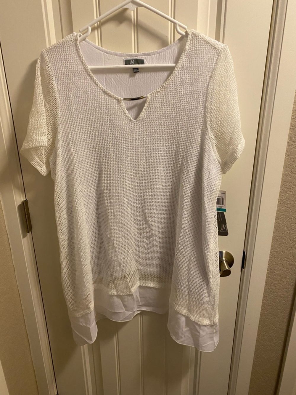 NWT JM Collection 0X Beach Dress White Sunset Breeze Cover Up Lined Shirt